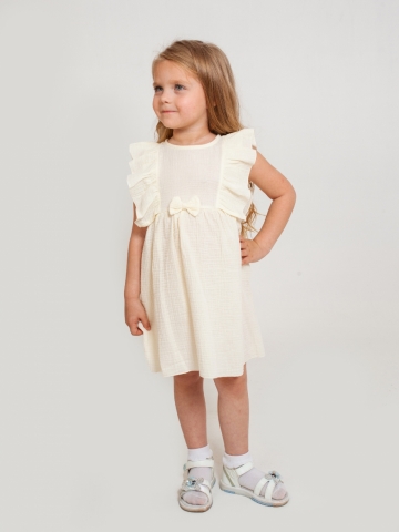Купить 322-СЛ. Платье из муслина детское, хлопок 100% сливочный, р. 98,104,110,116 в Новошахтинске