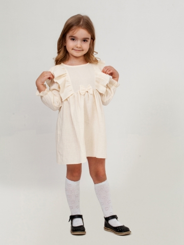 Купить 321-СЛ. Платье из муслина детское, хлопок 100% сливочный, р. 98,104,110,116 в Новошахтинске